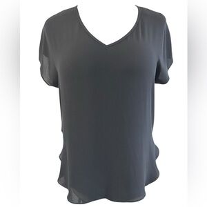 LOFT Black Cap Sleeve Relaxed Blouse